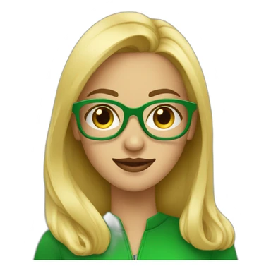 Mujer rubia con ojos verdes y gafas doradas sticker