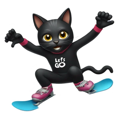 Snowboarding Black cat holding a sign that says “LETS GO!!”  sticker