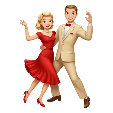 White couple dancing 50s make her dress red  sticker