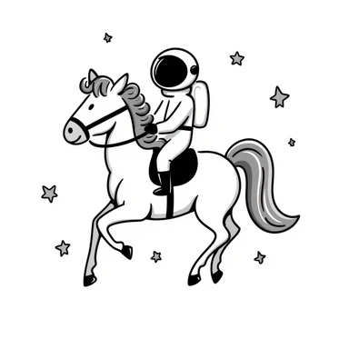astronaut on horseback with stars in background sticker