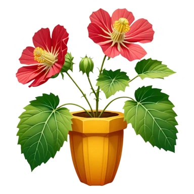 Hyperrealistic, detailed, colorful, isolated Abutilon in full bloom, 4k hd professional quailty, 300 dpi, 2800x2800 pixels, no emoji icons, no emoji faces, still life sticker