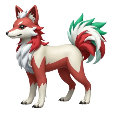 Shiny Iridescent Linoone-Amaura-Lycanroc-Poochyena-Shaymin-Fakémon-hybrid-creature (full body)  sticker