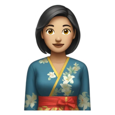 Woman wearing tradional vietnam clothes sticker