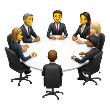 business people sitting at a round table  side view sticker