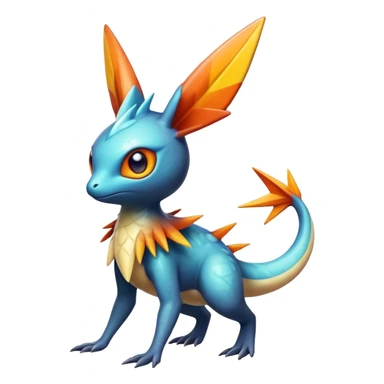 Colorful Shiny Exotic Victini-Salandit-Aurorus-Fakémon-hybrid-creature (full body)  sticker