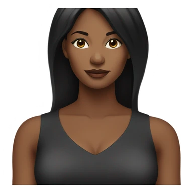 black woman with black long hair and a nice top sticker