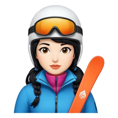 Ski woman black hair sticker