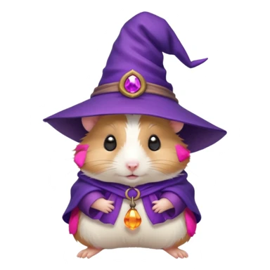 cute hamster wearing a small purple witch hat sticker