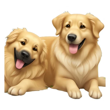 golden retriever hugging german shepherd both with their tongue out sticker