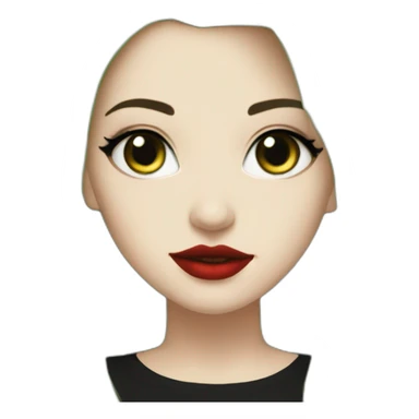 green hair,white girl, red lips, looking camera, emo, short hair, black dress sticker