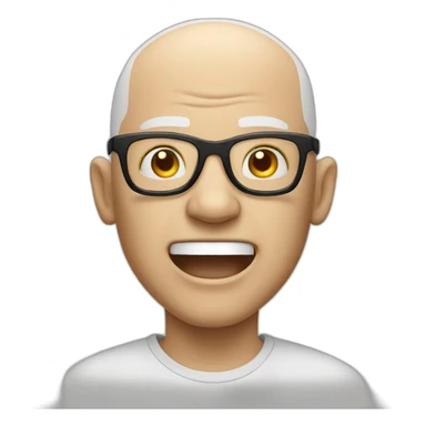 white bald man with glasses screaming sticker