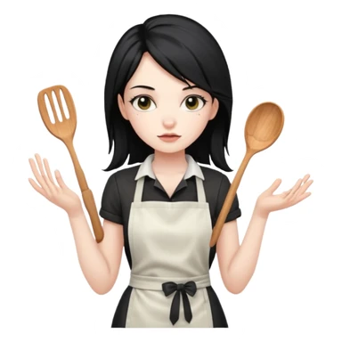 Long black haired Punk girl wearing an cooking apron  sticker