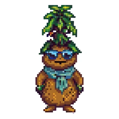 pixel art mandrake funkeiro, sunglasses, baggy pants, graffiti background, cheerful and cool sticker