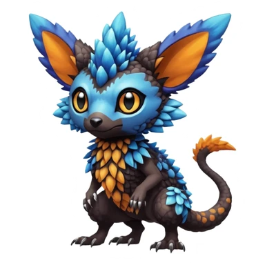 Cute cool realistic colorful exotic Trico-Protogen-Fakémon-Pokémon-Vernid-Fionbri-hybrid-creature dark (full body) sticker
