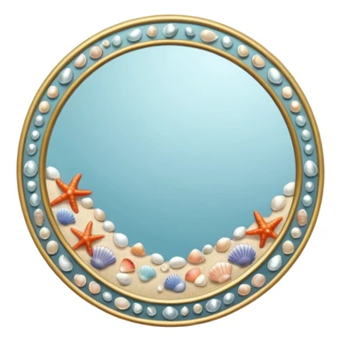 Mirror with tiny seashells  sticker