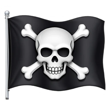 simple pirate flag with skull on black background sticker