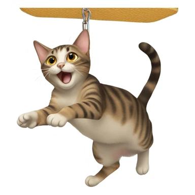 Cat swinging from the ceiling sticker