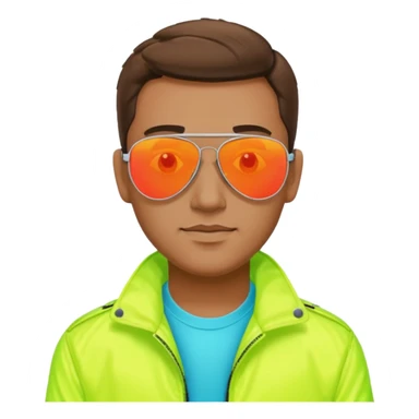 Neon theme man wearing reflective aviator sunglasses sticker