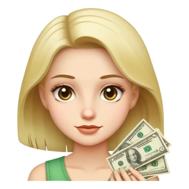Girl with cash sticker