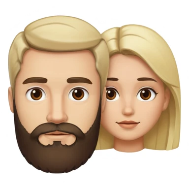 Blonde man with beard and dark brown bob woman sticker