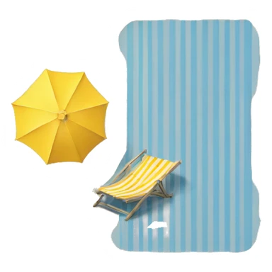 blue striped deckchair and yellow striped parasol at the beach sticker