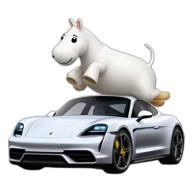 Moomintroll riding porsche taycan turbo s sticker