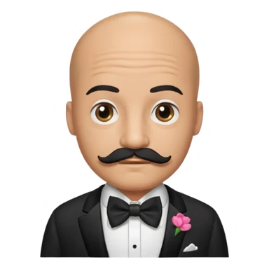 Bald guy with thick black mustache & bow tie sticker