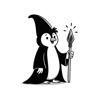A penguin wizard sticker