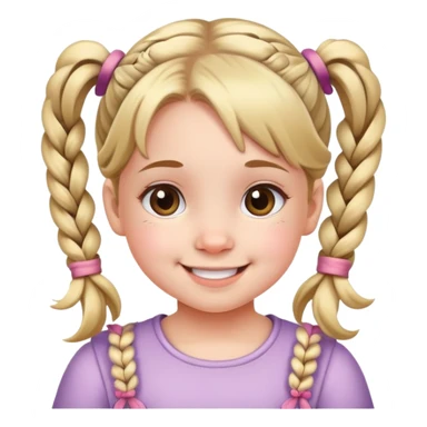 Little girl with pigtails and a cute smile sticker