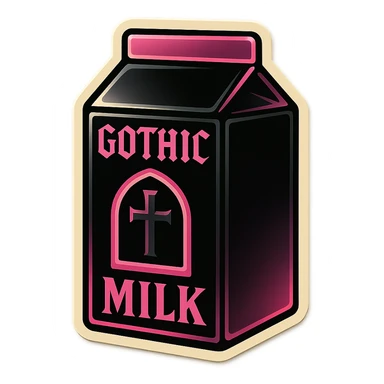 gothic milk carton, black and pink colors sticker