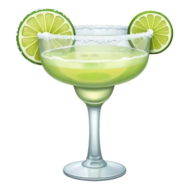 Margarita – glass with salted rim, lime wedge, ice sticker