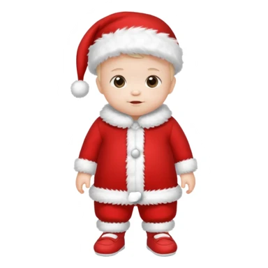 a standing baby wearing santa clothes and cute fluffy shoes sticker