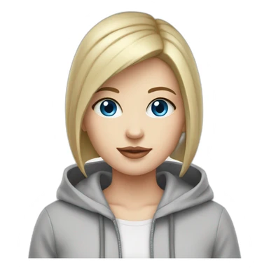girl codes on computer,beautiful girl with short hair with computer, programming,blue eyes,white skin, makeup, hoodie sticker