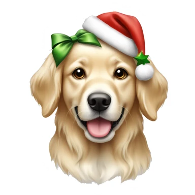English cream golden retriever girl wearing Christmas accessories  sticker