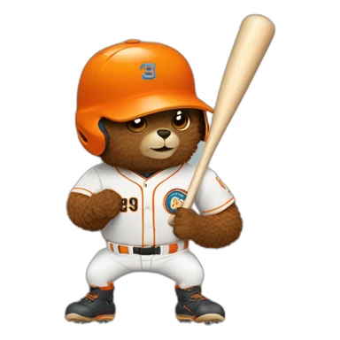 un animal castor bateando con uniforma de béisbol color naranja sticker