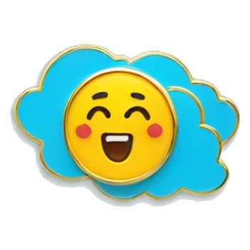 Colorful gold enamel pin sky blue background sticker