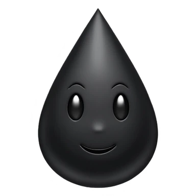 Minimal emoji, gothic teardrop sculpted from solid black metal, smooth reflective surface, heavy symbolic form, no glow, no neon, flat emoji style, centered, transparent background sticker