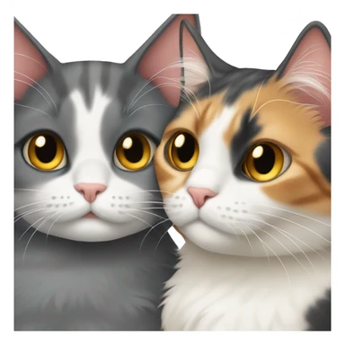 Calico cat and grey cat cuddling sticker