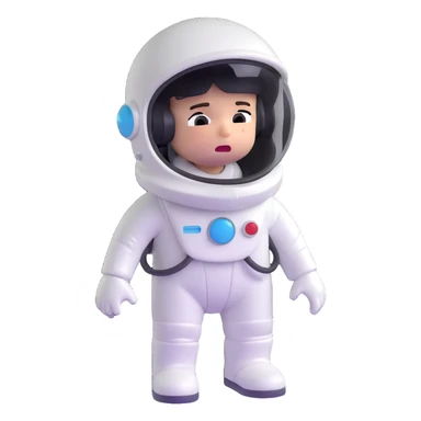 little astronaut in white suit and helmet, crying with lots of tears sticker