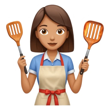 woman grilling bbq with apron sticker