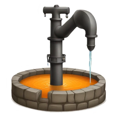 a water well that is orange because it is a bitcoin well. sticker
