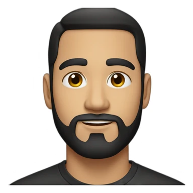 25 year old Hispanic man with a beard and thick eyebrows light skin, black shirt and side fades and a comb over with very dark brown eyes sticker