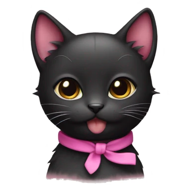 cute small black kitty with a pink band sticker