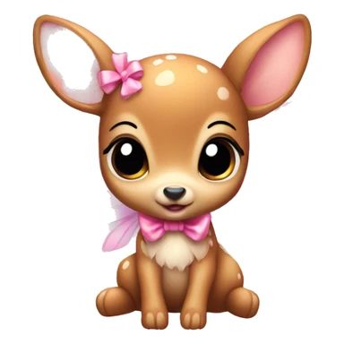 baby deer with fairy wings and a pink bow around its neck  sticker
