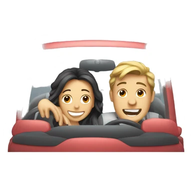 happy couple in car sticker