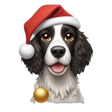 Springer spaniel with a Santa hat sticker