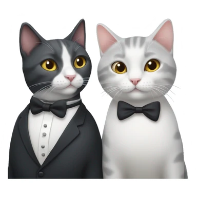 Grey cat and tuxedo cat together  sticker