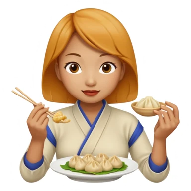 dumpling eat ginger woman sticker