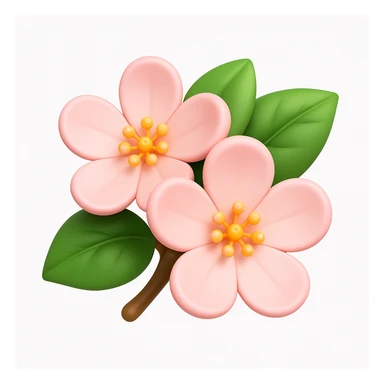 3D iOS style emoji with pink flowers and green leaves sticker