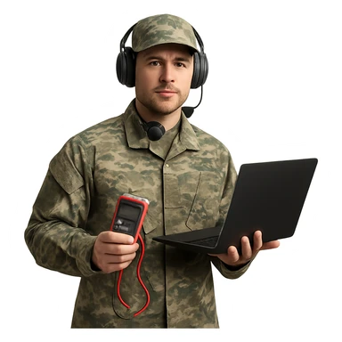 A technician in military uniform sticker